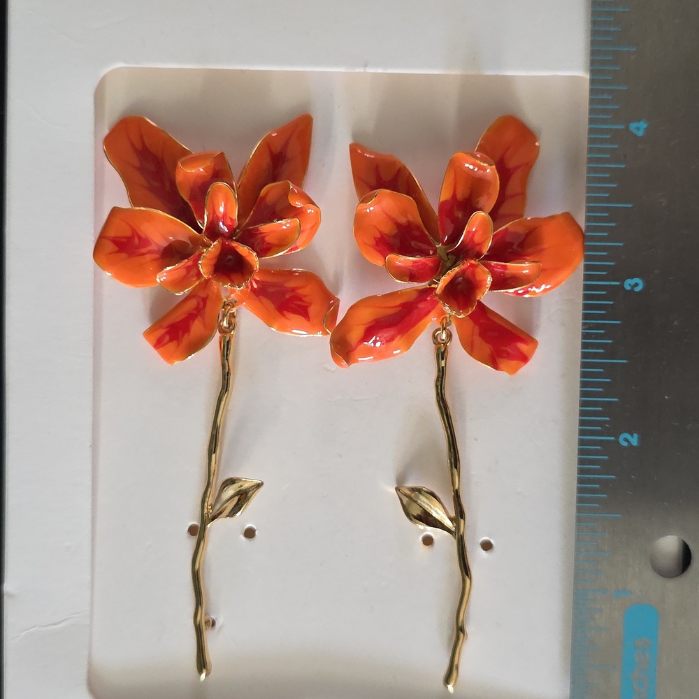 ZARA Stem Flower Earrings - Picture 12 of 15